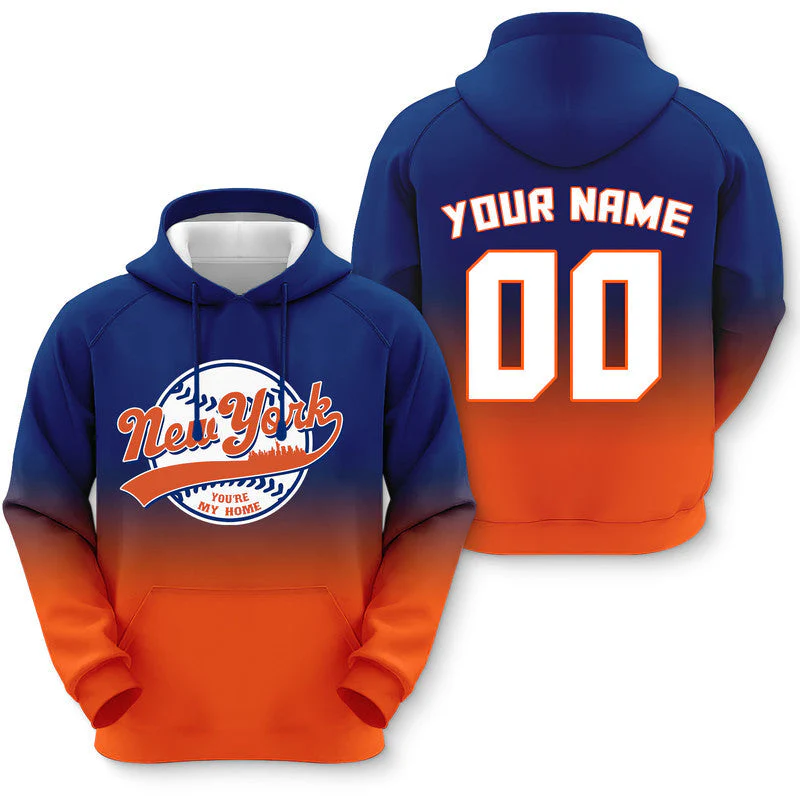 Custom Sports Pullover Sweatshirt Baseball City New York    You're My Home Split Fashion Hoodie